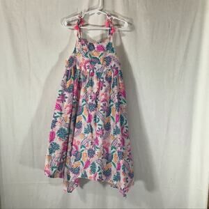 Tommy Bahama Bright Pink Cotton Butterfly Tropical Sundress 8 Tassels Lined